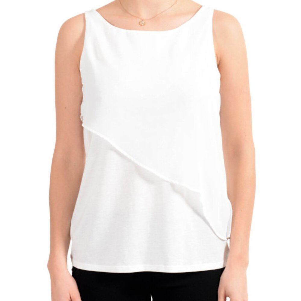 Hugo Boss White Sleeveless Tiered Tank Top, Size L